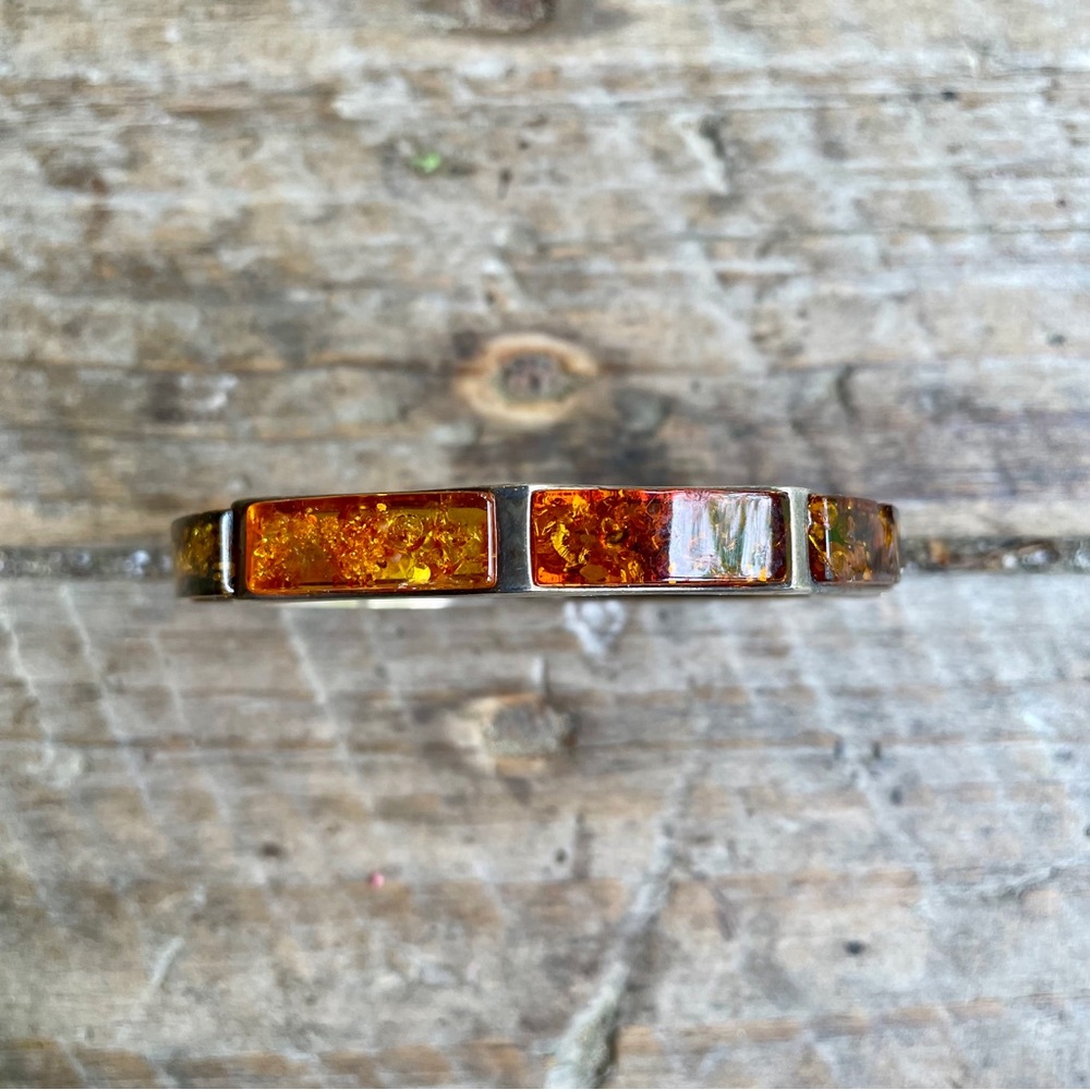 Vintage sterling silver and amber bracelet